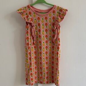 Tea collection Pink Pineapple Print Ruffle Sleeve Dress